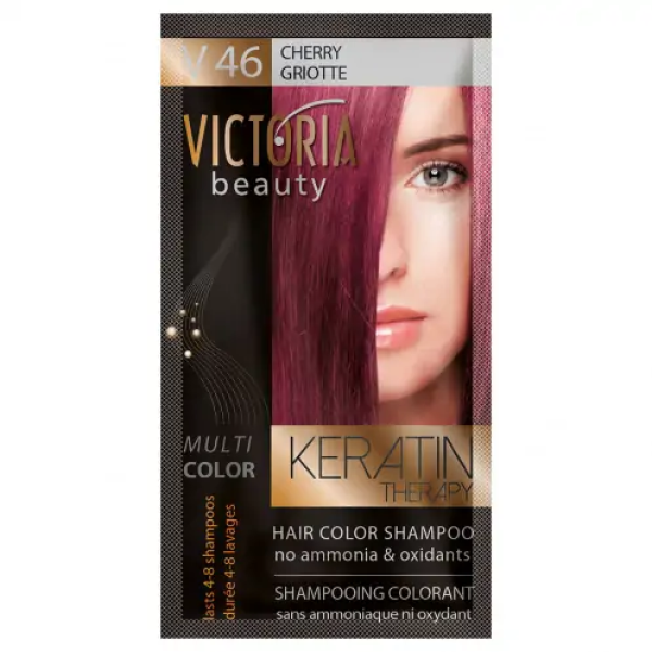 VICTORIA BEAUTY Шампоан оцветител - боя за коса без амоняк, ВИШНА, 40мл, № 46