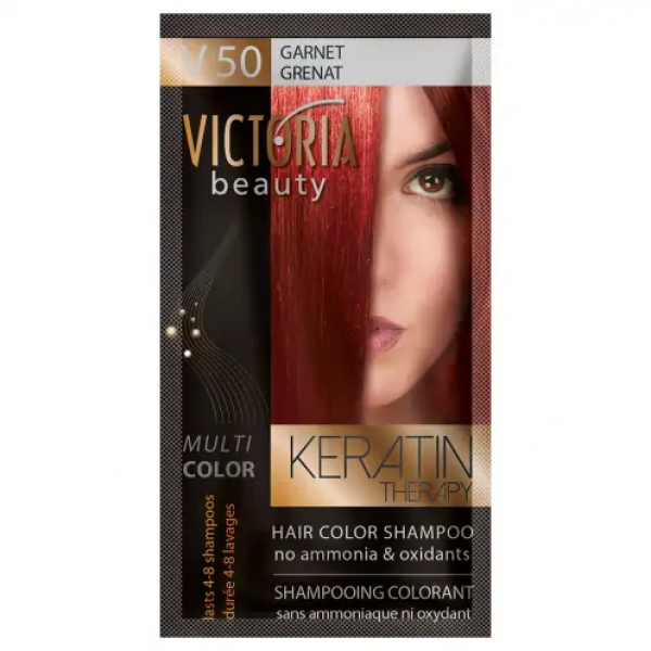 VICTORIA BEAUTY Шампоан оцветител - боя за коса без амоняк, ГРАНАТ, 40мл, № 50