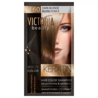 VICTORIA BEAUTY Шампоан оцветител - боя за коса без амоняк, ТЪМНО РУС, 40мл, № 60