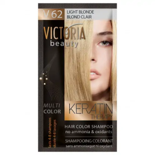 VICTORIA BEAUTY Шампоан оцветител - боя за коса без амоняк, СВЕТЛО РУС, 40мл, № 62